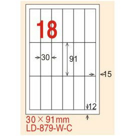 【龍德】LD-879(直角-白色) 雷射、噴墨、影印三用電腦標籤 30x91mm 20大張/包【APP滿額下單4%點數(單一帳號最高1000點)】7/31止