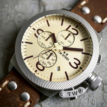 TW STEEL｜CANTEEN系列 全鋼奶油面計時碼錶