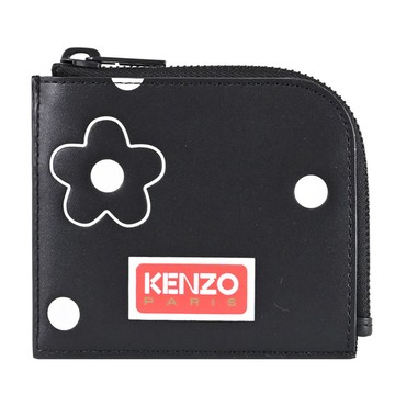 KENZO 5PM723 Boke Flower 小花圓點L型拉鍊零錢包/皮夾.黑