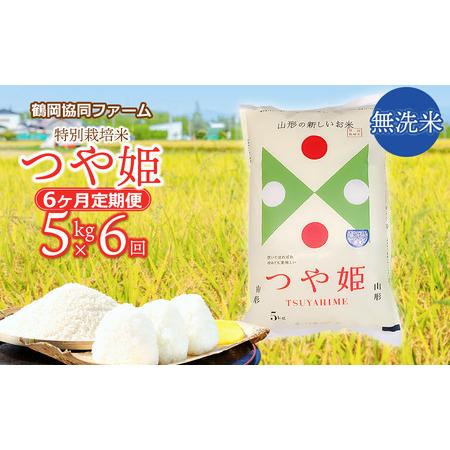 ふるさと納税 特別栽培米つや姫 無洗米 5kg (5kg×1袋)×6ヶ月　鶴岡協同ファーム  山形県鶴岡市