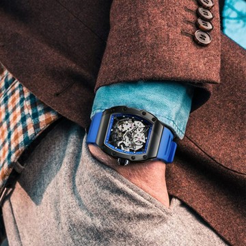 【Bonest Gatti 布加迪】王者魅影系列 酒桶型 鏤空 透視 撞色 機械錶 BG9905