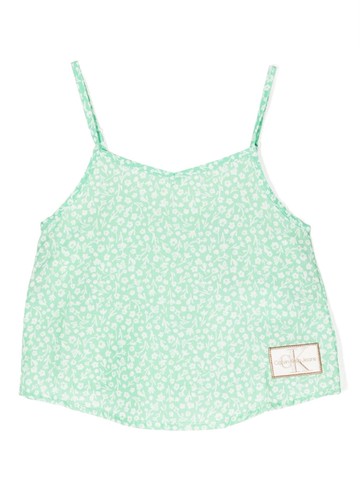 Calvin Klein Kids - floral-print tank top - kids - Lyocell/Polyester - 14 - Green
