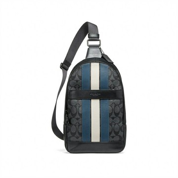 COACH 經典花紋拼條紋胸包男士腰包 F26067 【 菲尼斯 國際精品 ★ 疊加現抵$1300 】