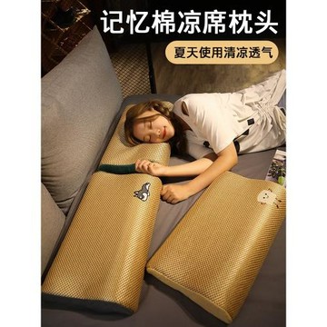 夏季涼席枕頭護頸椎助睡眠記憶棉慢回彈成人學生睡覺專用冰絲涼枕