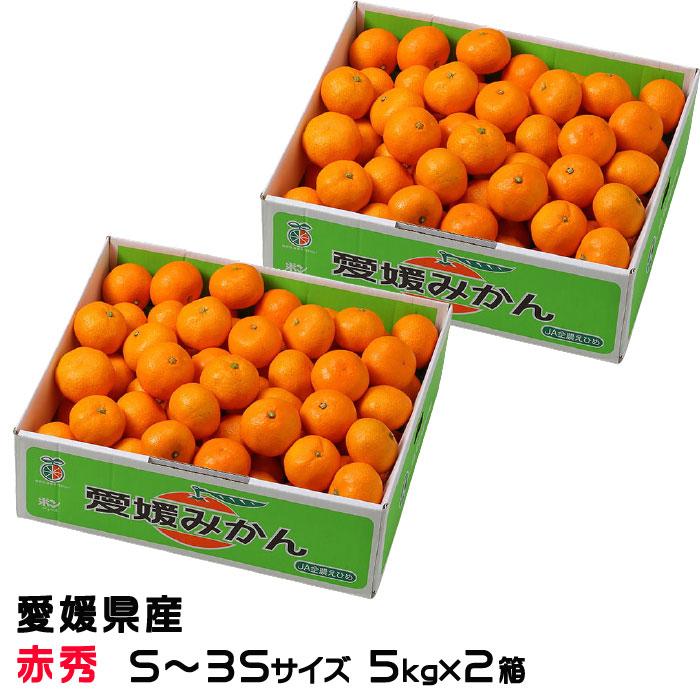 お歳暮 みかん 極旨小玉みかん 5kg×2箱 赤秀 S〜3Sサイズ JAえひめ中央 中島産 ミカン 蜜柑 ギフト