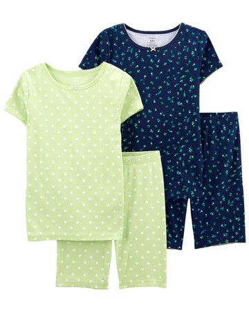 Kid 4-Piece Floral 100% Snug Fit Cotton PJs