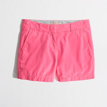 美國百分百【全新真品 】J.Crew 短褲 褲子 JC 休閒 Chino 經典 百慕達 5" 棉 薄 螢光粉紅 2 4號 F143