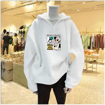 春秋季新款閨蜜情侶裝男女外套學生班服連帽V領卡通印花薄款衛衣