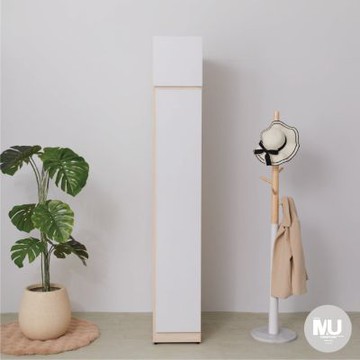 沐家具 mufurniture Cube 白楓木單門單吊衣櫃+被櫃/臥室收納