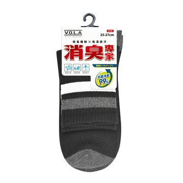 消臭1/2條紋-黑L
