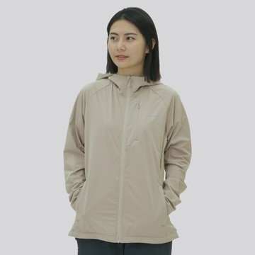Mni 輕薄防風透氣連帽機能外套 女款-淺卡其色