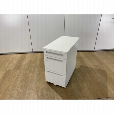 ウチダ ワゴン 脇机 オフィスワゴン 3段 引き出し 鍵なし ホワイト W800mm D400mm H720mm