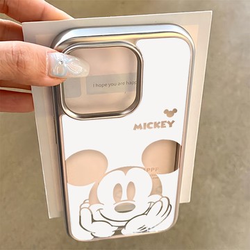 免運+隔日🚚電鍍鐳雕手機殼 撐臉米奇 適用於蘋果17promax 16Pro 15plus 14 13 12 11防摔