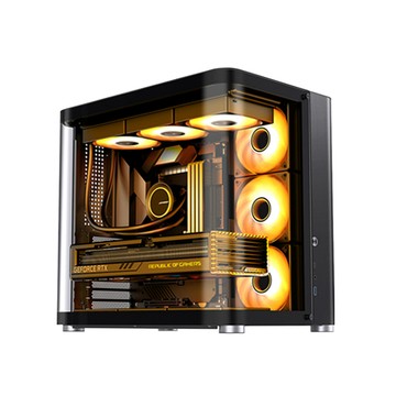 JONSBO TK2 V2 黑 雙曲面玻璃 鋁鎂合金機殼(ATX/BTF背插主板/一體式曲面玻璃/360水冷/垂直風道)