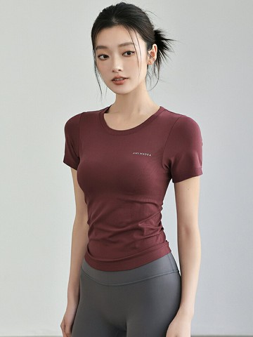 夏季新款女性感顯瘦健身服練運動短袖跑步彈力速干瑜伽上衣【木屋雜貨】