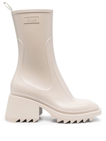 Chloé - 70mm debossed-logo chunky boots - women - Rubber/Elastane/Rubber/Rubber - 40 - Neutrals