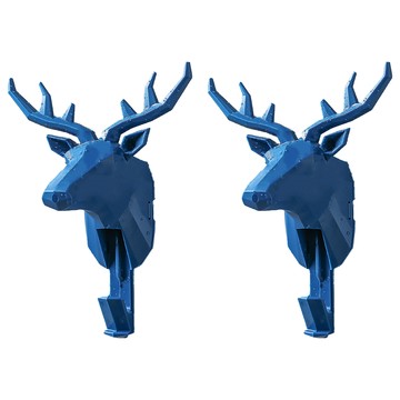 小麥購物 北歐風無痕創意動物掛勾 L1426  麋鹿 藍色  2個