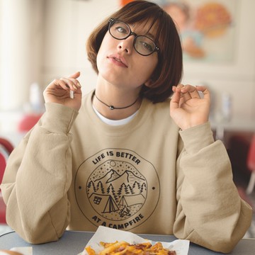 LIFE BETTER CAMPING 刷毛 中性 大學T 7色 戶外露營登山健行釣魚野露衝浪滑板潮T團體服社團4x4旅