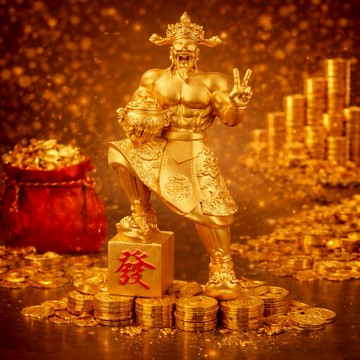 🐎新年快樂🔜 快速出貨【招財貓的家】10寸比耶發財肌肉財神 生日禮物 開業禮物 開運 招財 喬遷禮物 交換禮物