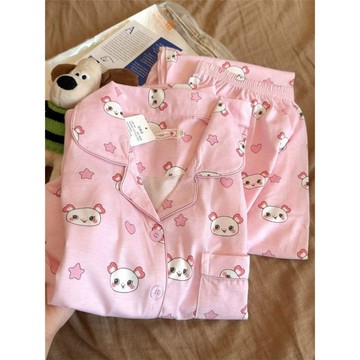 DUYI~夢詩 睡衣女藤永咲哉nctwish粉色pang同款春秋長袖長褲外穿家居服套裝