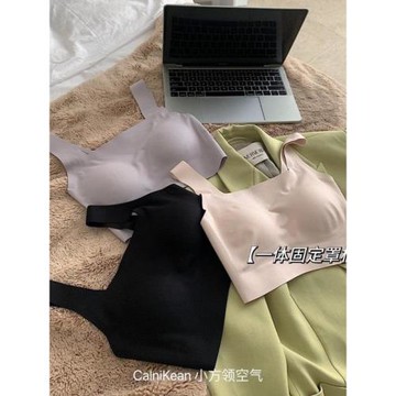 calinkean方領無痕內衣女無鋼圈一體式固定杯運動背心式睡眠文胸