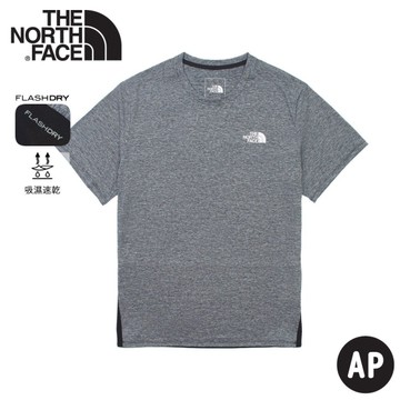 【The North Face 男 排汗透氣短T《黑灰拼接》】536Q/排汗快乾/運動衣/圓領衣/休閒衣
