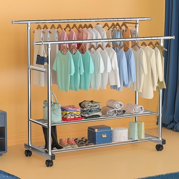 特惠免運🔥不銹鋼晾衣架 落地陽台室內雙桿晾衣服架子 室外折疊伸縮曬被子 曬被子 曬衣架 晾衣架 小曬衣架 折疊曬衣架