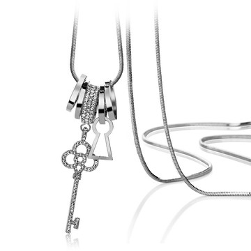 韓國時尚長款掛鏈毛衣鏈女鑰匙衣服掛件秋冬配飾簡約個性項鏈飾品