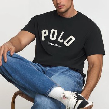 Polo Ralph Lauren RL 熱銷貼布下擺小馬圖案短袖T恤-黑色
