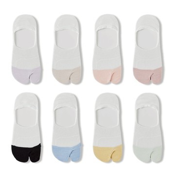 NicoFun 愛定做 3雙 白色襪子 日式 拼色襪 分趾襪 抑菌襪 隱形襪 網眼襪 透氣 二指襪(棉襪22-24.5)