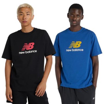 New Balance 短袖上衣 男裝 純棉 麂皮印花 黑/寶藍 MT51500BK/MT51500GAB