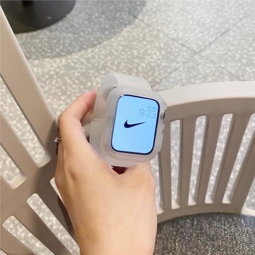 iwatch9代透明一體適用于applewatch9蘋果手表帶3456硅膠白色運動