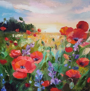 罌粟花油畫罌粟花帆布藝術紅花藝術品花油畫藝術