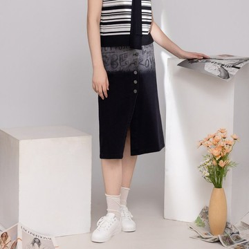 【MEDUSA】塗鴉暈染牛仔長裙(M-XL) | 牛仔裙 暈染長裙 休閒裙