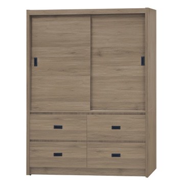 【MUNA 家居】147型5X7尺四抽衣櫥/共兩色灰橡色