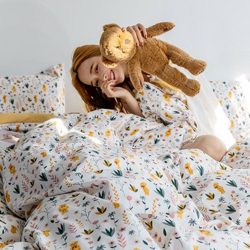 四件套 日系純棉小清新風四件套全棉被套四季床單雙人套件1.8米