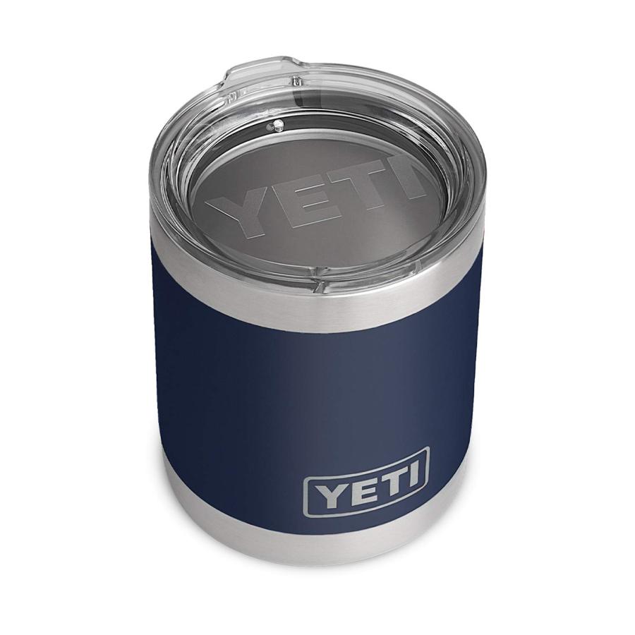 YETI Rambler 10オンス ローボール 蓋付き 真空断熱 ステンレス製、ネイビー