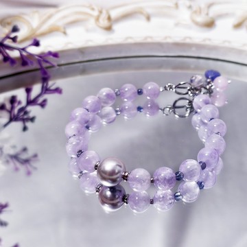 薰衣草紫水晶 紫黃晶 堇青 紫鋰輝 丹泉 紫貝珠 紫色系 手鍊 禮物