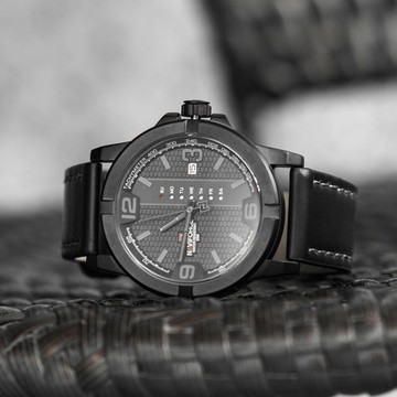 新款網紅商務潮流夜光防水運動復古皮帶大表盤日歷石英男手表