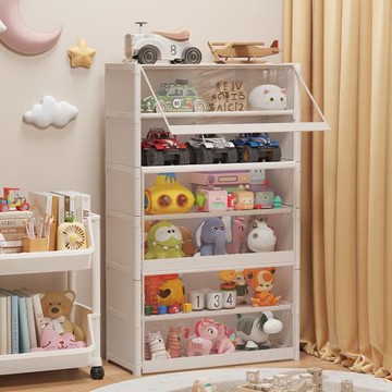 兒童玩具收納架落地家用嬰兒用品防塵收納柜寶寶置物架多層整理箱