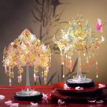 台灣出貨🔥 金屬鳳冠 3d立體 手工diy 金屬拼圖 拼酷桃花冠/青月冠金屬立體拼裝3d模型送女友禮物拼圖美觀擺件