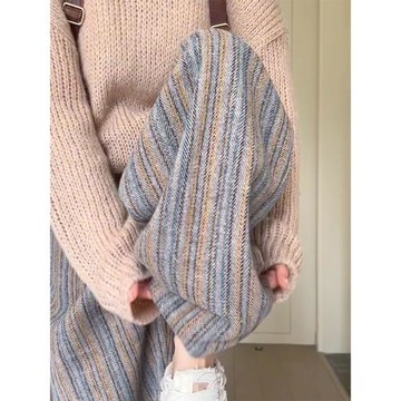 毛呢闊腿褲女秋冬季2026新款高腰垂感直筒小個子條紋休閑拖地褲子