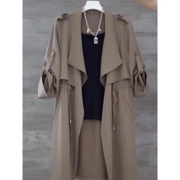 薄款風衣女中長款小個子2022年新款英倫氣質收腰流行長款秋季外套