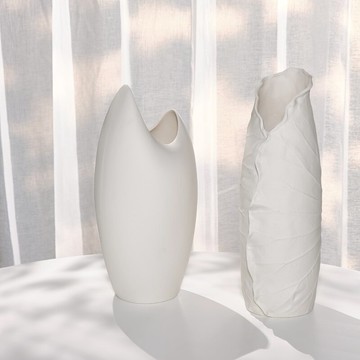 花瓶 蜀門白色北歐落地陶瓷花瓶藝術電視櫃客廳插花擺件展廳裝飾花器【HZ64723】