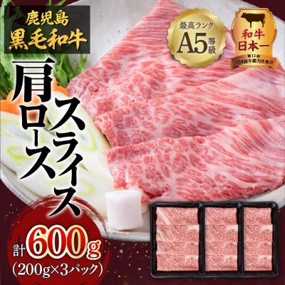 ふるさと納税 鹿児島市 A5等級鹿児島県産黒毛和牛肩ローススライス600g　K002-029