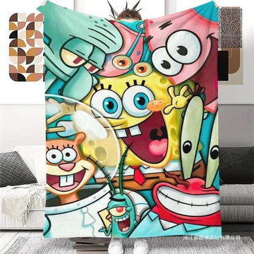 海綿寶寶款.可愛卡通風格.高品質法蘭絨毛毯