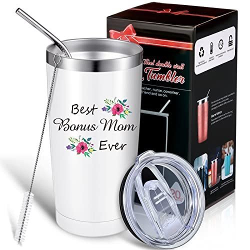 Best Ever Mom Tumbler 20 oz, Step Mom Gifts, Stainless Steel Vacuum Sealed,