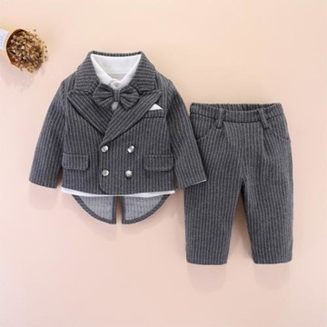 紳士男嬰兒百歲抓周英式春秋禮服