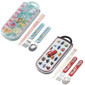 小禮堂 SKATER 滑蓋三件式餐具組 TACC2AG (大集合款) 寶可夢 CARS