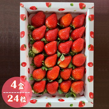 鮮果爺爺 苗栗壢西坪精裝24粒帝王紅草莓禮盒x4盒(360g/盒_產銷履歷驗證)